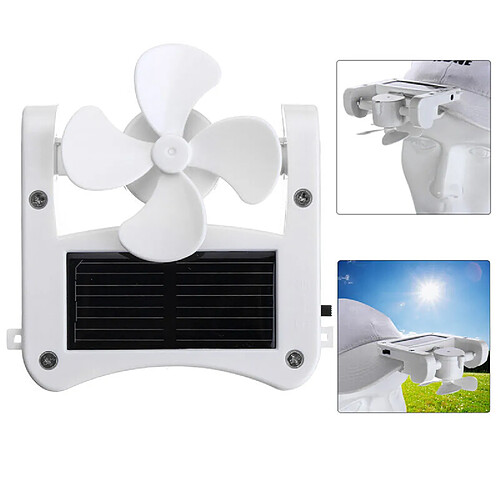 Ventilateur USB Mini Clip de Capuchon Solaire Portable Panneau Solaire Alimenté pour Refroidir le Camping Itinérant