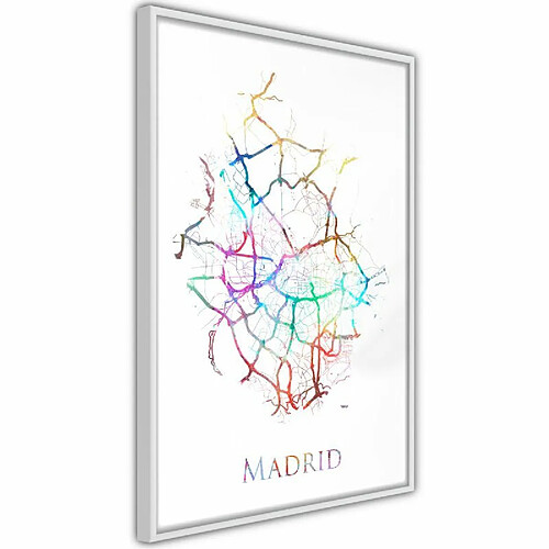 Paris Prix Affiche Murale Encadrée City Map Madrid Colour 20 x 30 cm Blanc