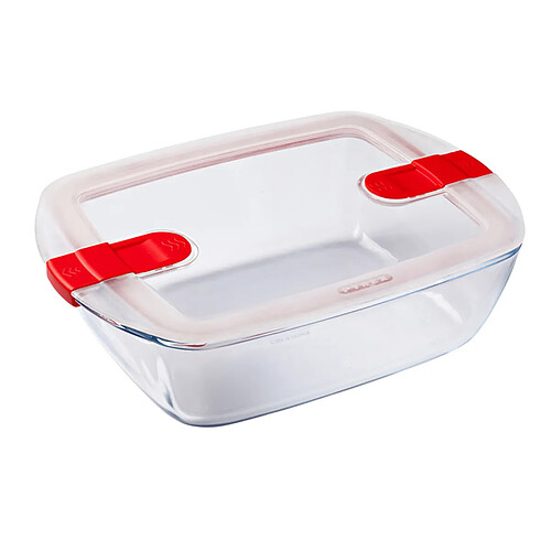 Pyrex PLAT RECTANGULAR 2.5L 28*20CM AVEC COUVERCLE BOUTON VAP COOK & HEAT