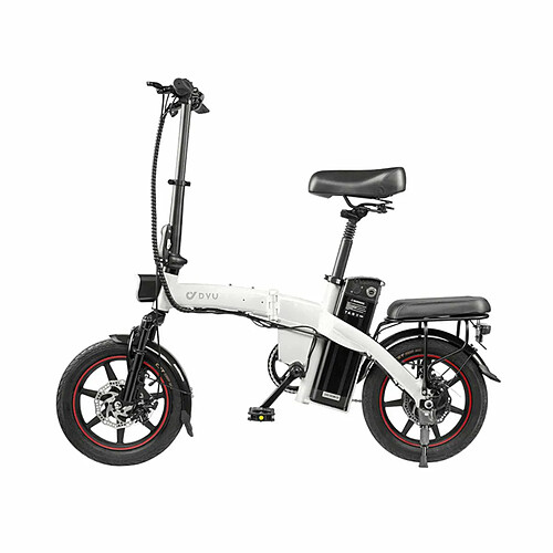 Vélo Électrique Pliant DYU A5 14 Pouces 25km/h - Moteur 350W Batterie 48V7.5Ah Freins à Disque - Blanc