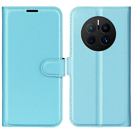 Etui en PU texture litchi, anti-écaillage avec support pour votre Huawei Mate 50 Pro 4G - bleu