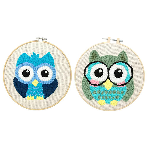 2 Ensembles Animaux Hibou Poinçon Aiguille Kits Avec Poinçon Broderie Stylo Bricolage Artisanat