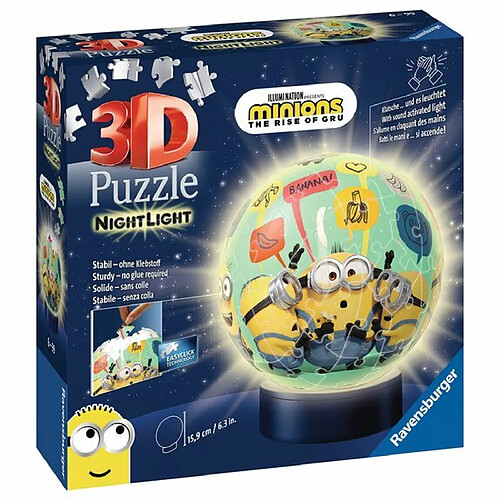 Ludendo Puzzle 3D rond 72 pièces illuminé - Minions 2