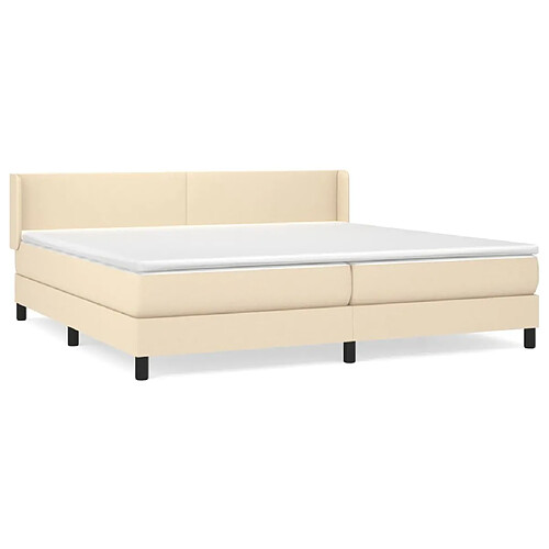 Maison Chic Lit adulte- Lit + matelas,Sommier à lattes de lit avec matelas Crème 200x200 cm Tissu -GKD22499