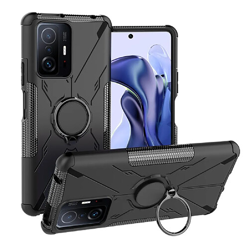 Coque en TPU anti-rayures, anti-chutte avec béquille annulaire réglable pour votre Xiaomi 11T Pro 5G/11T 5G - noir