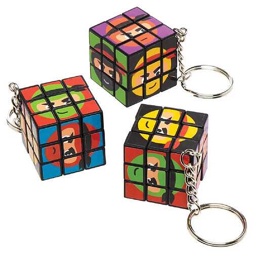 Baker Ross Porte-clés cubes puzzles ninjas à colorier (Paquet de 4) - Mini jouets pour enfants