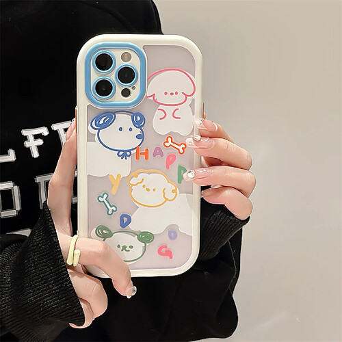 GUPBOO Étui pour iPhone12 Graffiti os mignon chien créatif étui pour téléphone portable en silicone