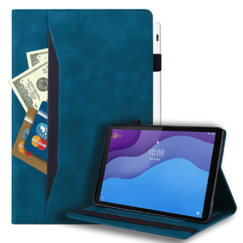 Etui en PU antichoc avec support et porte-stylo bleu pour votre Lenovo Tab M10 HD Gen 2