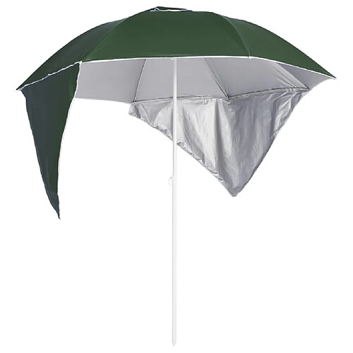 vidaXL Parasol de plage avec parois latérales vert 215 cm