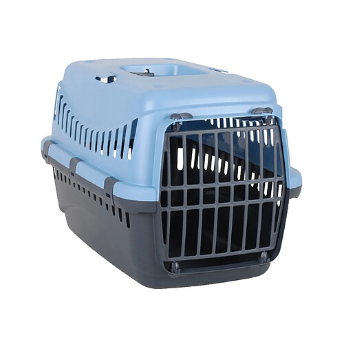 Lot de 2 DOGI PANIER DE TRANSPORT CAISSE DE TRANSPORT CAGE DE TRANSPORT CHIENS ET CHATS GIPSY BLEU ET GRIS ANTRACITE 45X30X30CM+Dogi