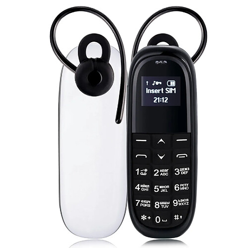 Wewoo Mini Telephone portable blanc + noir Mini Téléphone Mobile, Clavier Russe, Mains Libres Bluetooth Dialer Headphone, MTK6261DA, Anti-Perdu, SIM Unique, Réseau: 2G +