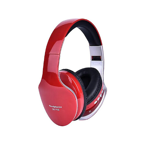 Universal Casque sans fil casque bluetooth casque stéréo pliable casque gaming support carte tf avec microphone pc tout téléphone mp3 rouge