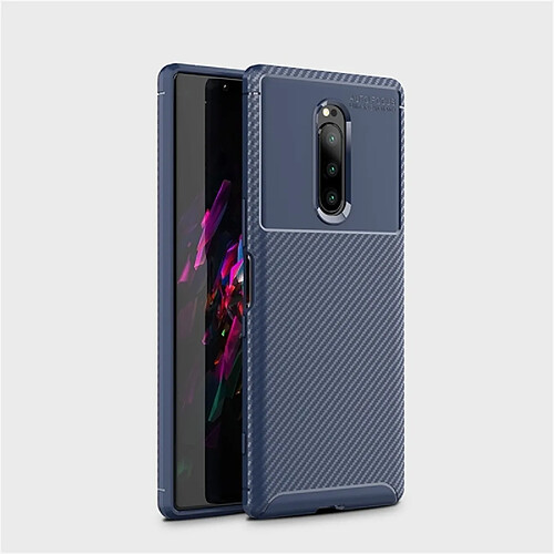 Wewoo Coque en TPU antichoc fibre de carbone pour Sony Xperia XZ4 (bleue)