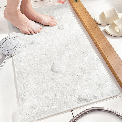 LUUCOZK Tapis de bain antidérapants, absorbants, à séchage rapide, décoration de salle de bain, blanc-40x70cm