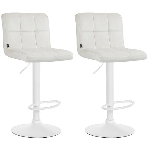 Non Lot de 2 tabourets de bar Peru velours blanc