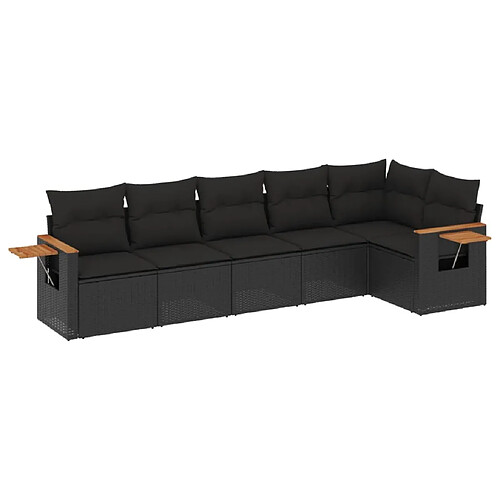 Maison Chic Salon de jardin 6 pcs avec coussins | Ensemble de Table et chaises | Mobilier d'Extérieur noir résine tressée -GKD79124