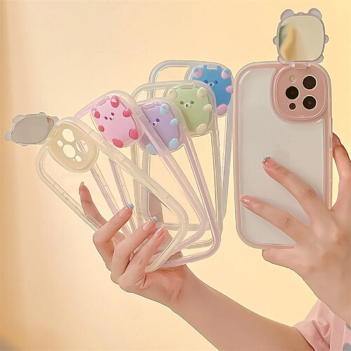 GUPBOO Étui pour iPhone13ProMax Étui de téléphone transparent pour miroir de maquillage ours simple pour femme