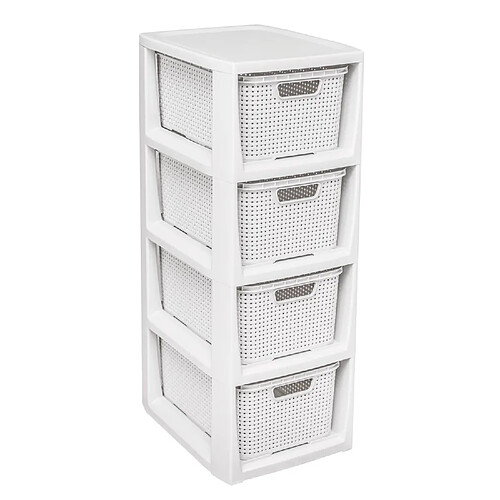 Etagère avec 4 paniers blanc antique, haute qualité BranQ