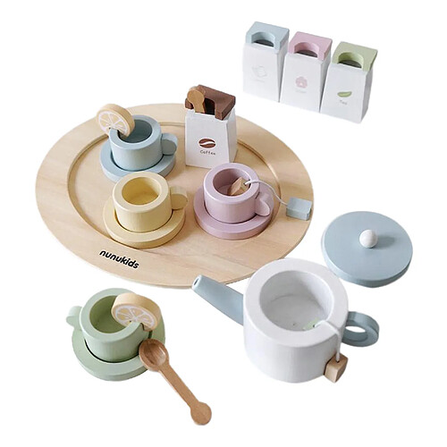 16 pièces Jeux de simulation de Cuisine et la cuisine Ensemble Jouet Café Tasse, Scoop, Saveurs, Plateau, tranche de citron, Thé Sac, Cuisine Jouer