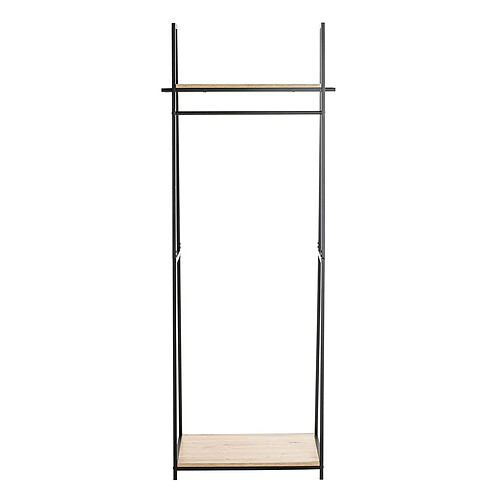 Pegane Porte-manteau en bois coloris chêne et métal noir - longueur 68 x profondeur 40 x hauteur 166 cm