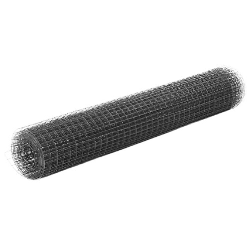 vidaXL Grillage acier et revêtement en PVC 25 x 1 m gris