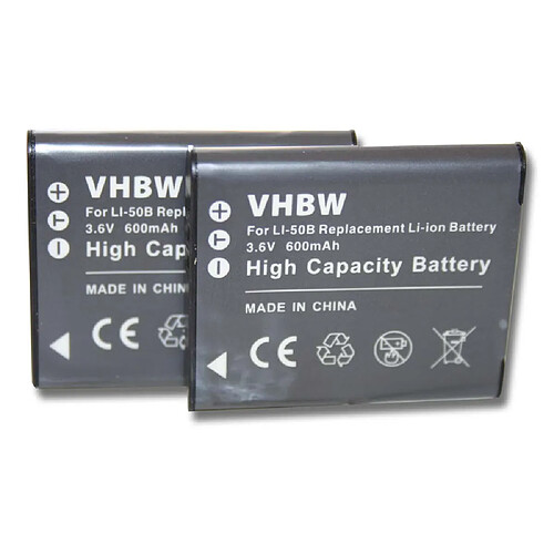 vhbw 2x batterie compatible avec Casio Exilim EX-TR15BK, EX-TR15VP, EX-TR15WE, EX-TR35, EX-TR350S appareil photo DSLR (600mAh, 3,6V, Li-Ion)