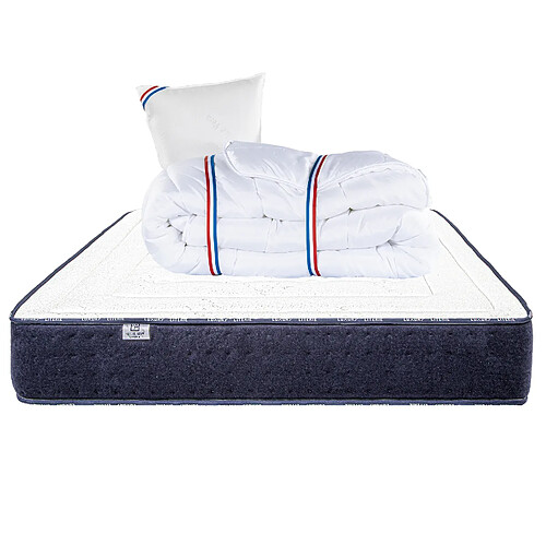 LUXURY LITERIE Matelas 90x190 cm, Nuage, 24 cm, mousse mémoire de forme, mi-ferme, face été/hiver + 1 oreiller + couette