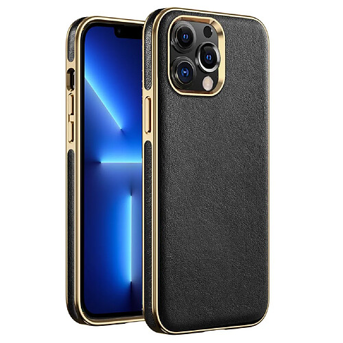 Coque en TPU + PU électroplaqué, anti-rayures pour votre iPhone 13 Pro Max 6.7 pouces - noir