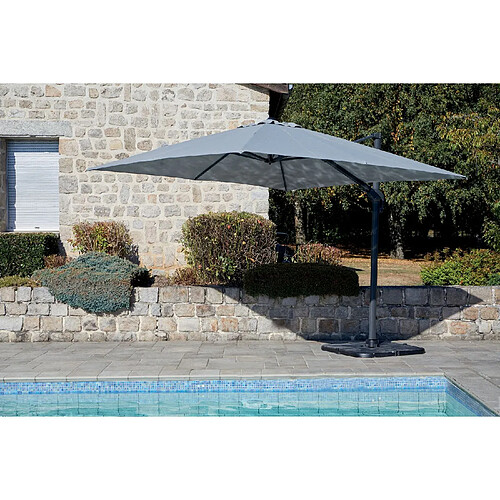 Ozalide Parasol déporté inclinable carré Cadix - L. 300 x l. 300 cm - Gris clair