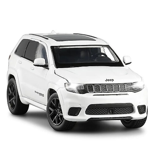 Universal Véhicule en alliage 1: 32 Jeep-SRT Grand Cherokee Classic, amortisseur de direction, son et jouet léger.(blanche)