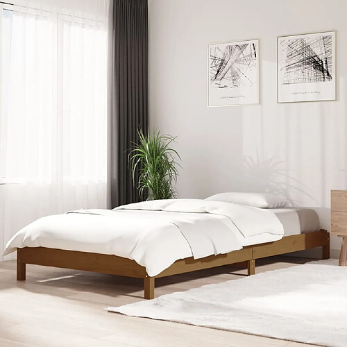 vidaXL Lit empilable sans matelas marron miel 90x190cm bois pin massif