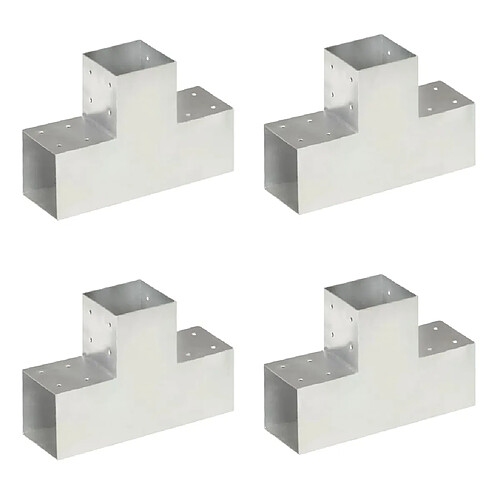 vidaXL Connecteurs de poteau 4pcs Forme en T Métal galvanisé 101x101mm