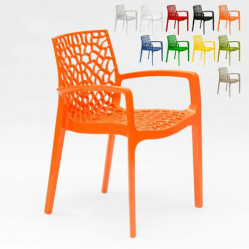 Chaise en polypropylène accoudoirs jardin café Grand Soleil Gruvyer Arm, Couleur: Orange