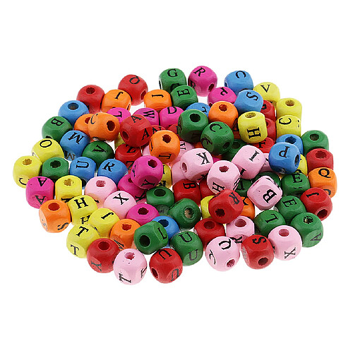 100 pièces en bois alphabet lettres cube perles fabrication de bijoux 10mm multicolore