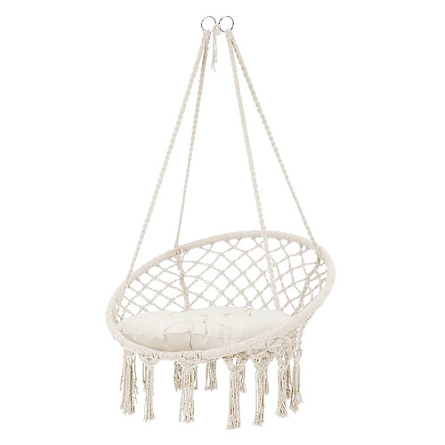 ML DESIGN MODERN LIVING Fauteuil suspendu avec coussin Beige en coton ML-Design