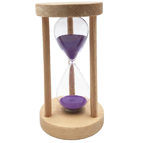 Sablier en bois rond cadre sablier pour enfants cadeau Home Decor violet 6min