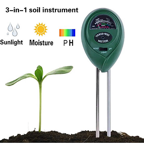 Nw 1776 Testeur de sol trois en un, hygromètre / jardin, pelouse, ferme, mesure du pH / lumière, adapté à la maison, à l'humidité intérieure et extérieure et aux instruments de jardinage d'instruments de pH