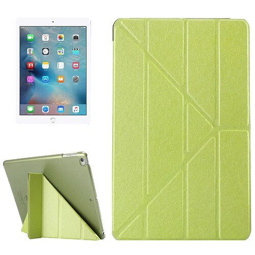 Wewoo Smart Cover vert pour iPad 9.7 pouces 2017 et Air Silk Texture Horizontal déformation Flip étui en cuir avec trois pliage titulaire