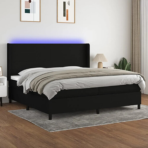 vidaXL Sommier à lattes de lit matelas LED Noir 200x200 cm Tissu