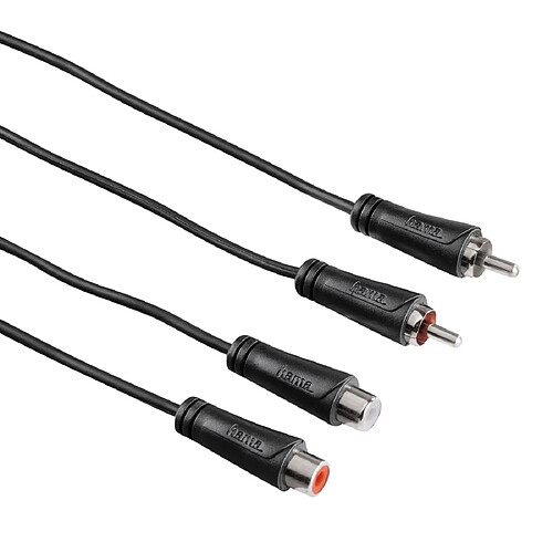 HAMA Rallonge audio, 2 RCA mâles - 2 RCA femelles, 1,5 m