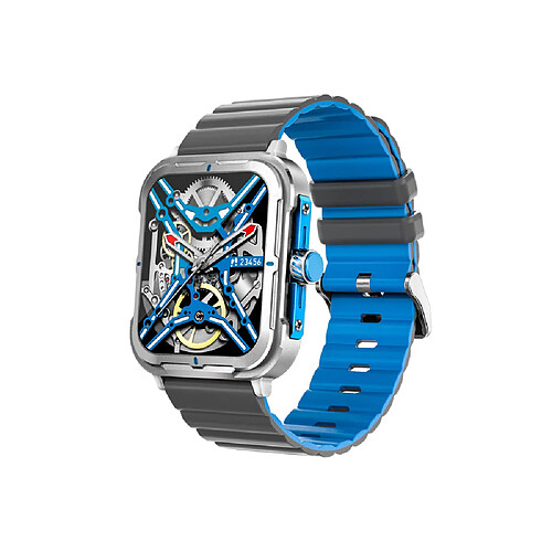 Eko Montre Connectée 5.2 NFC avec Mémoire Flash et Bracelet en Silicone Bleu