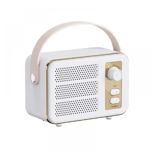 General Haut-parleur stéréo Bluetooth portable rétro, haut-parleur vintage rétro sans fil amélioré avec fente pour carte TF, jolis accessoires de style ancien esthétique pour cuisine, chambre, bureau, fête, maison, cadeau pour un ami (blanc)