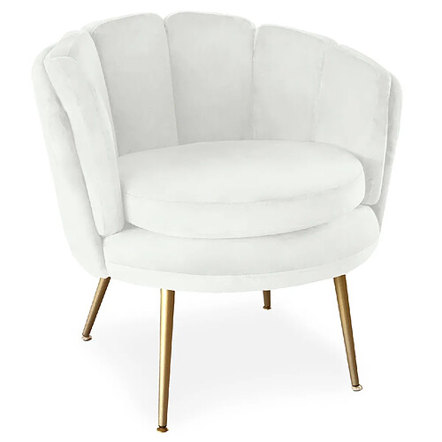 Paris Prix Fauteuil Arrondi en Velours Dabren 80cm Blanc