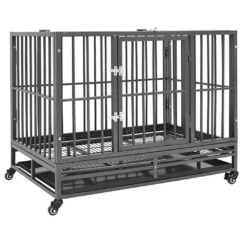 vidaXL Cage pour chiens avec roues Acier 92x62x76 cm