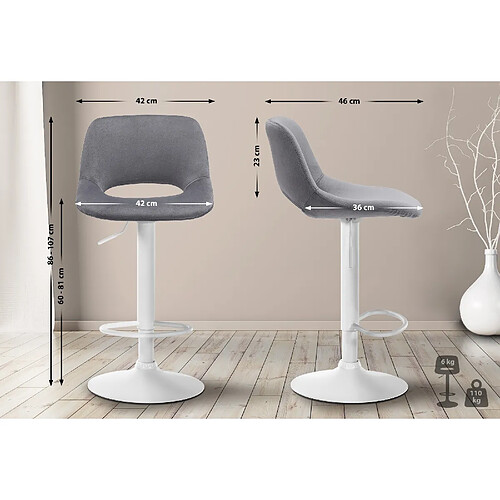 Non Tabouret de bar Camden velours blanc