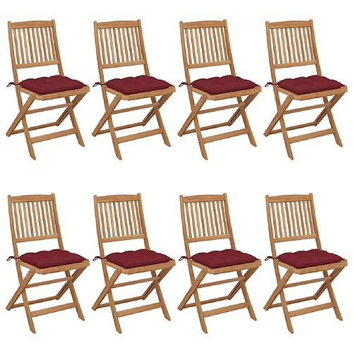 vidaXL Chaises pliables de jardin lot de 8 avec coussins Bois d'acacia