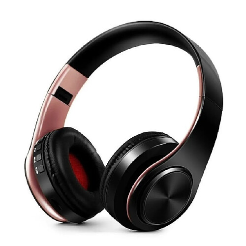 Wewoo Casque sans fil stéréo Bluetooth HIFI pour tablette Xiaomi iPhone Sumsamg, avec micro, carte SD de soutien et FM (or rose noir)