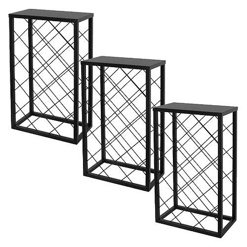 ML-Design 3x Casier à vin 23 bouteilles porte-verres de bar armoire à vin noir 40x22x68 cm