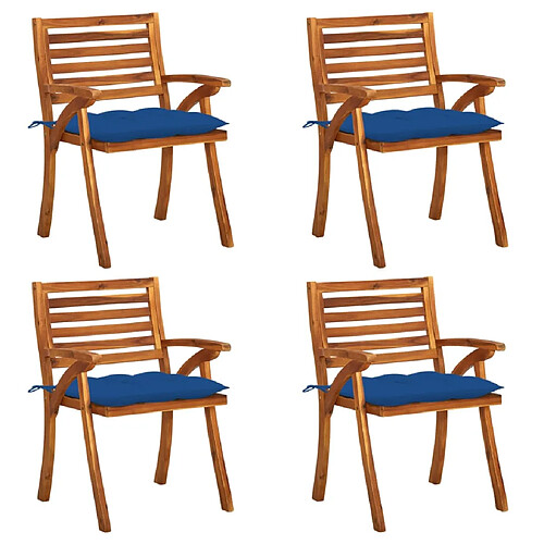 vidaXL Chaises de jardin avec coussins lot de 4 Bois de teck solide