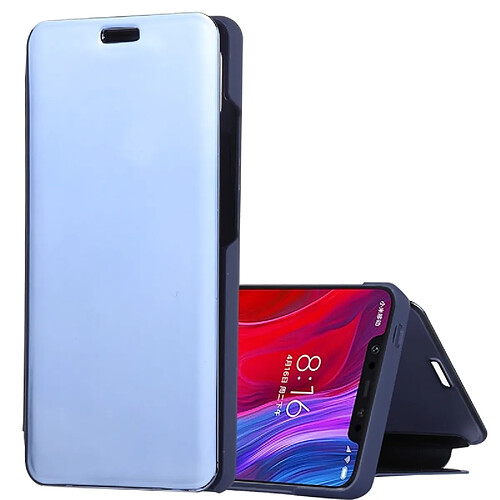 Wewoo Coque Housse en cuir pour miroir Xiaomi Mi 8 avec support bleu